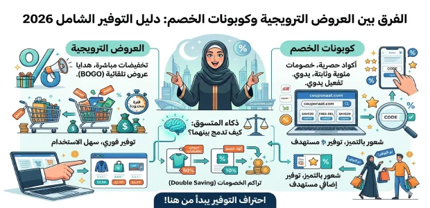 الفرق بين العروض الترويجيه وكوبونات الخصم
