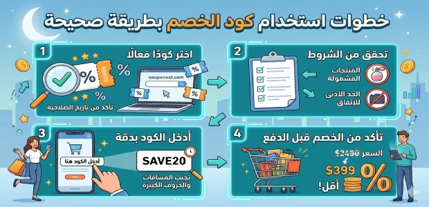 خطوات استخدام كود الخصم